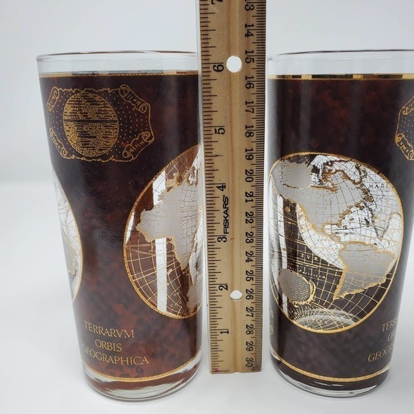 Terrarvm Orbis Geographica Map Brown Gold Glass - Picture 6 of 6